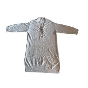 Size F Lowrys Farm Light Gray Long Sleeve Button Henley Sweater Dress Tunic Wool